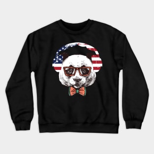 Funny Panda Headset Gamer 4th Of July America Flag Gaming Crewneck Sweatshirt